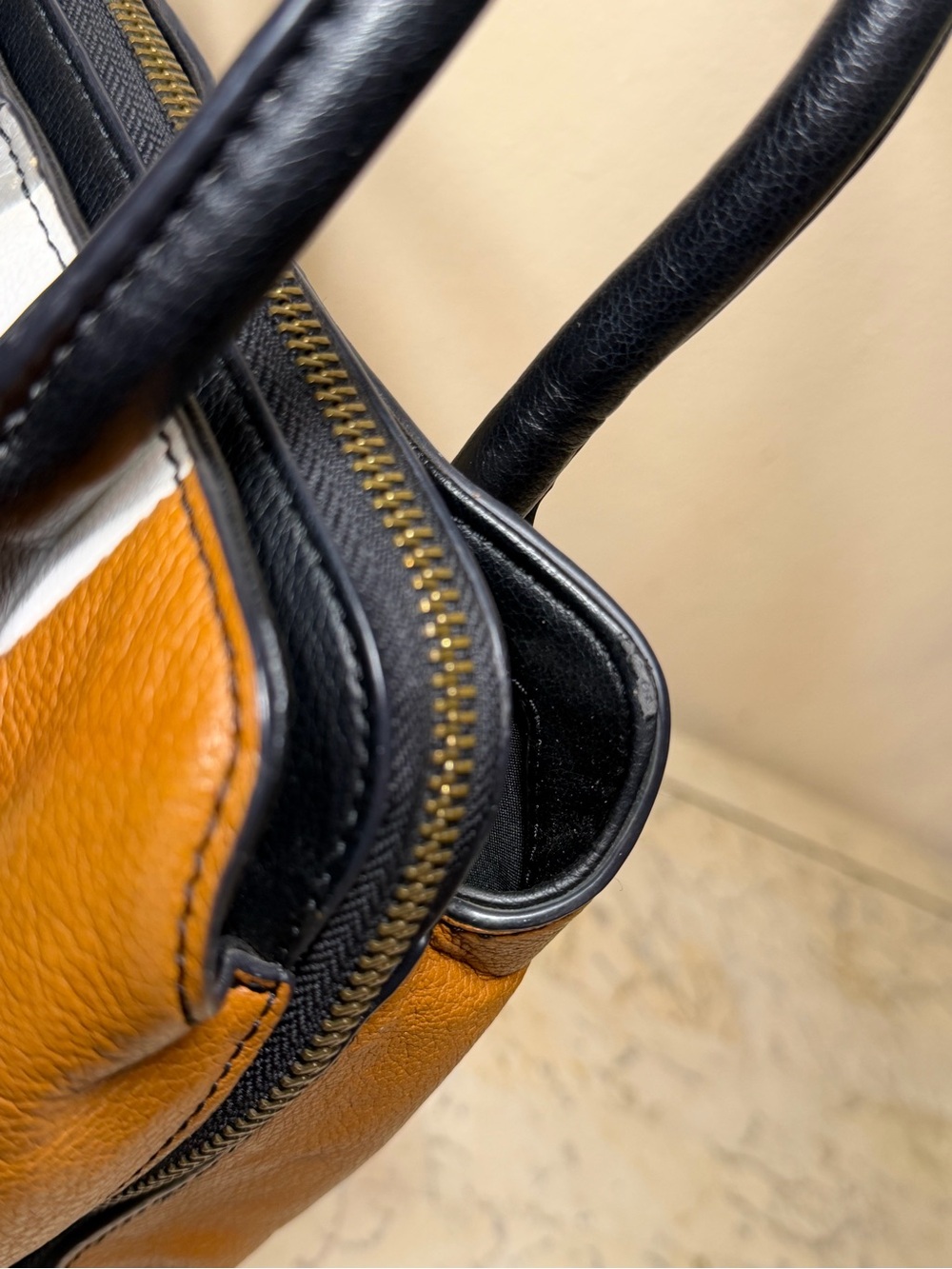 Vintage Fossil Striped Leather Satchel - Picture 7 of 15